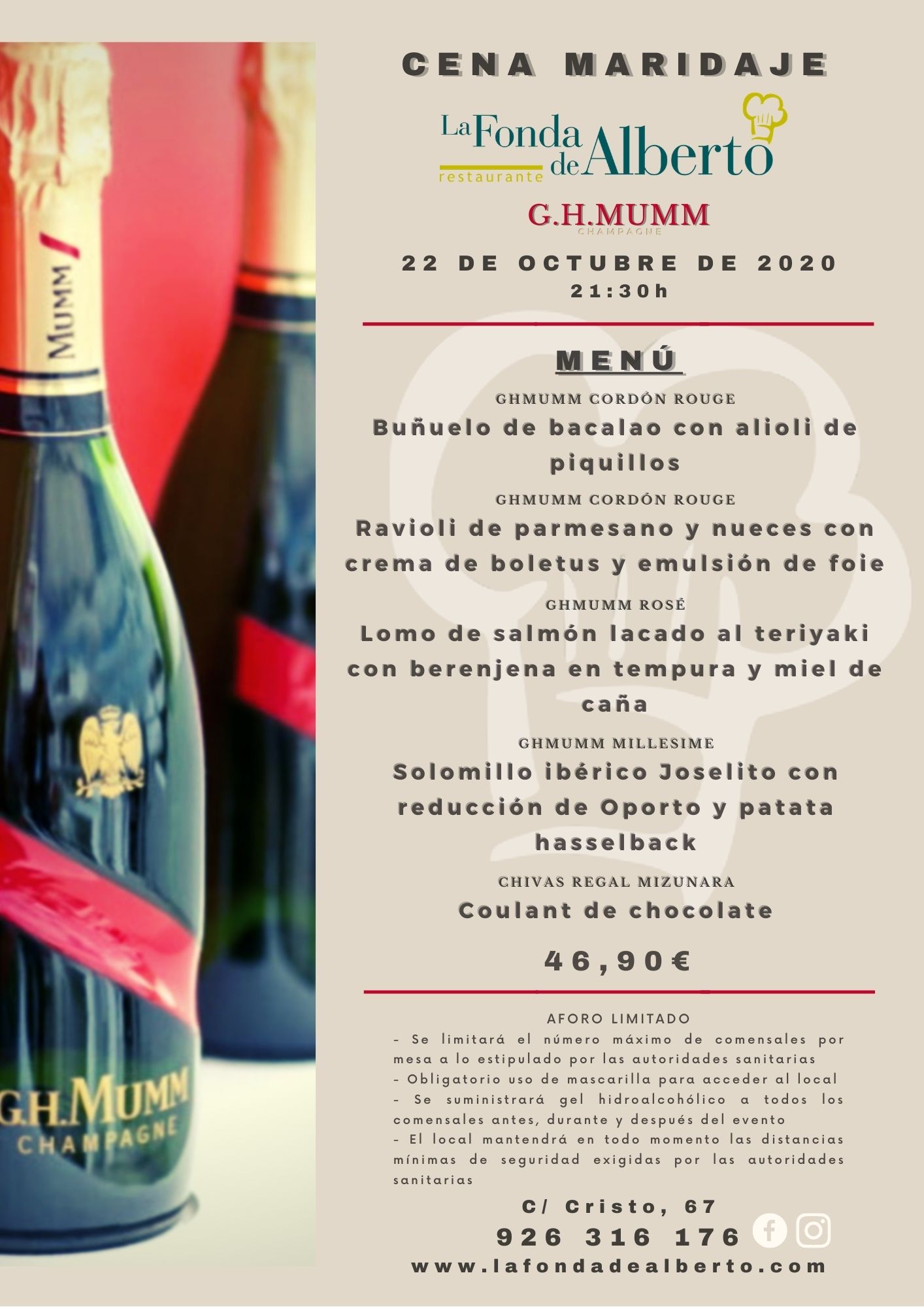 Cena Maridaje con G.H.Mumm