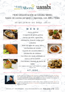 Cena Menú Degustación de cocina NIKKEI con Abel Mora