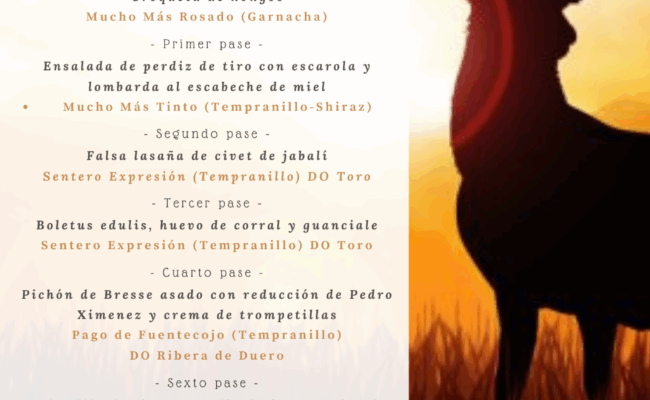 Cena Maridaje Caza y Setas con Bodegas Félix Solís
