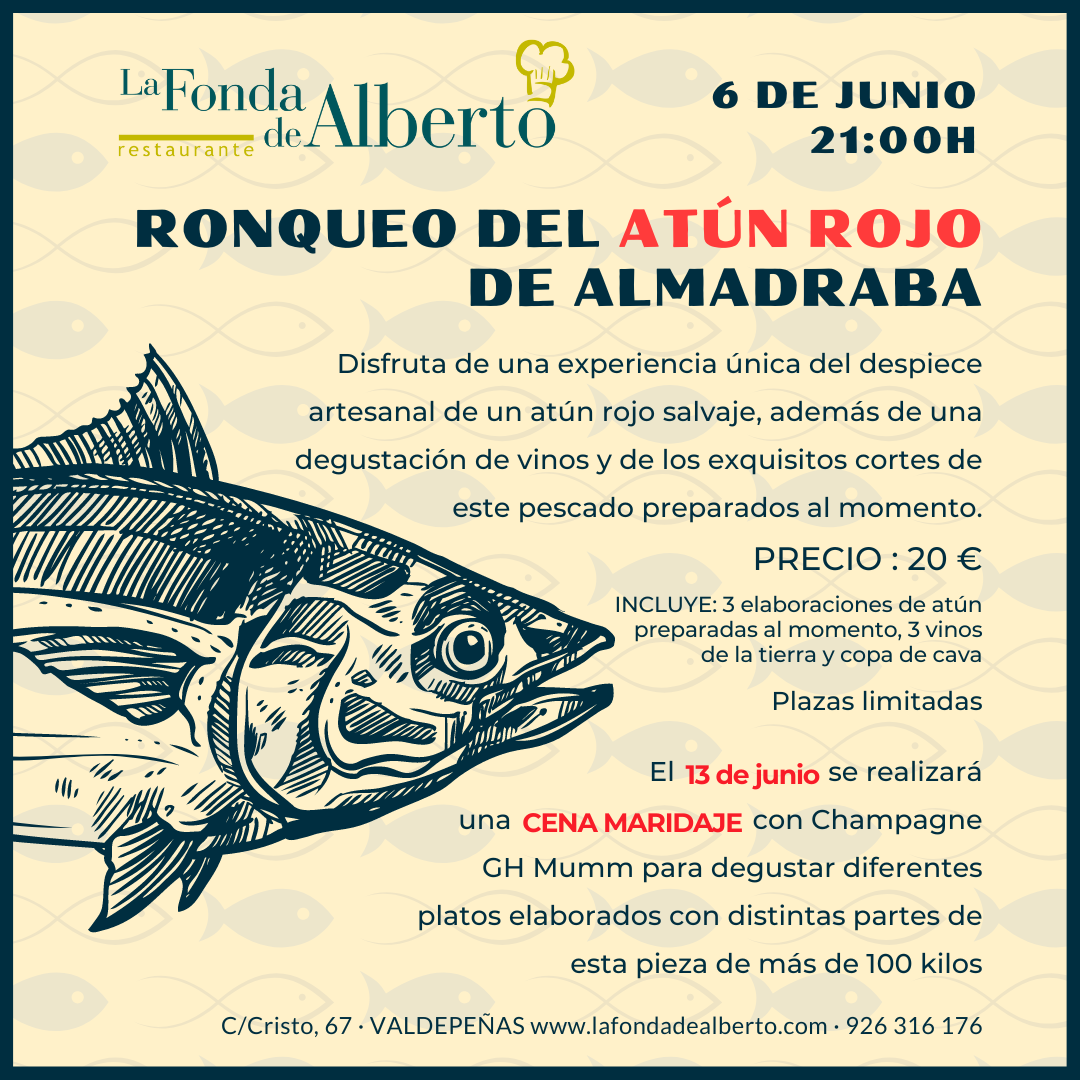 Ronqueo del Atún rojo de Almadraba y Cena con Maridaje