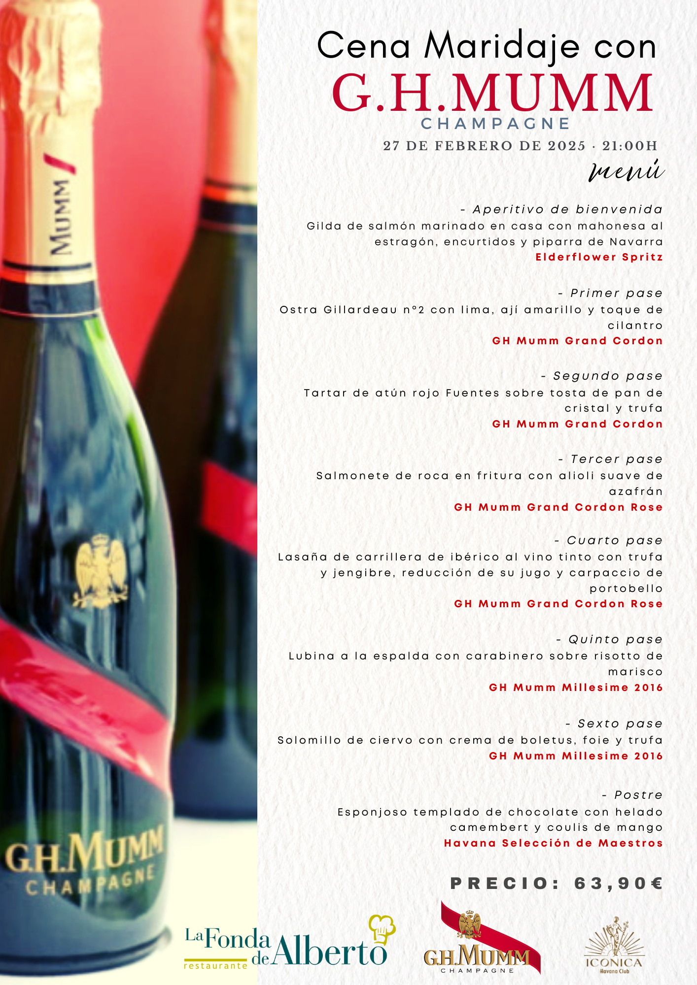 Cena Maridaje con G.H.Mumm